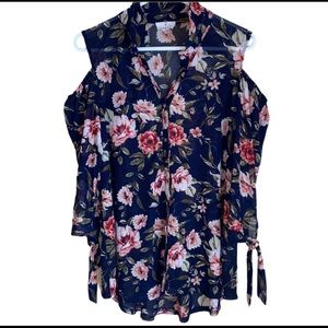Ember Floral Cold Shoulder Flowy Top Size …